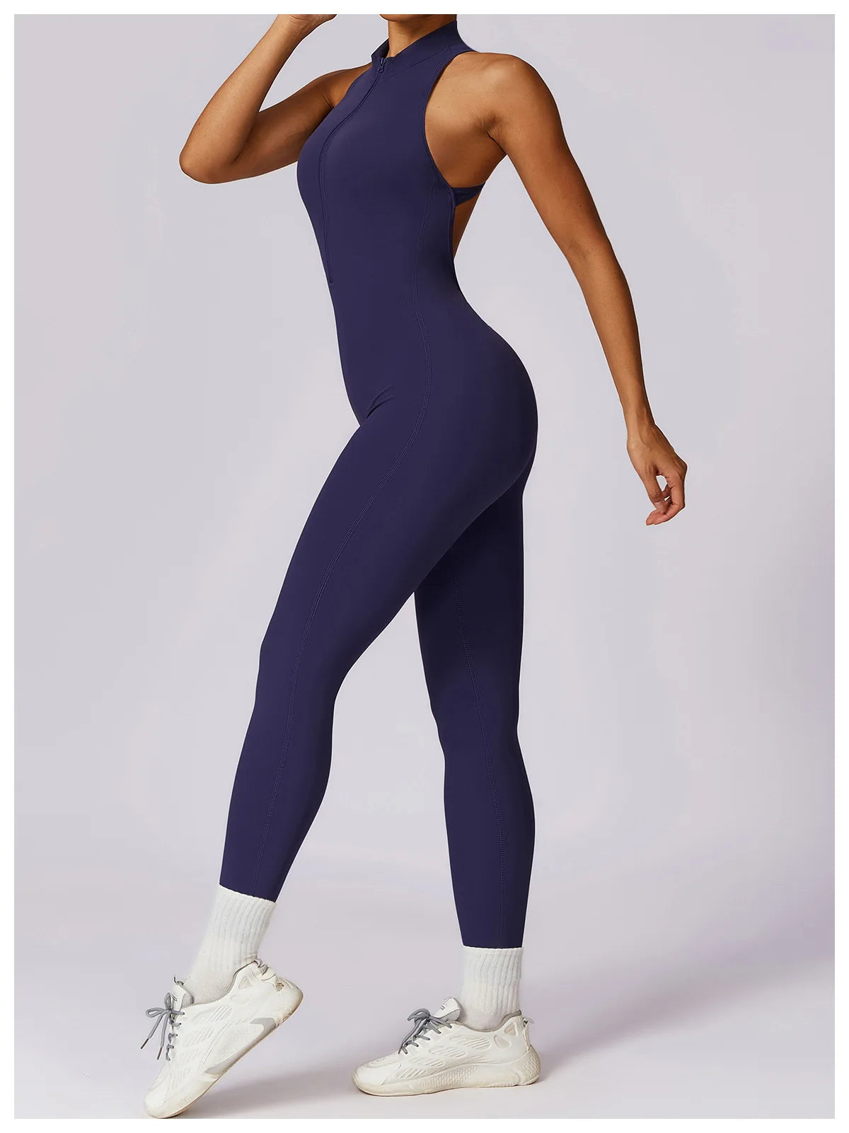 🔥 Women’s V-Back One-Piece Sports Jumpsuit – Backless Workout Bodysuit