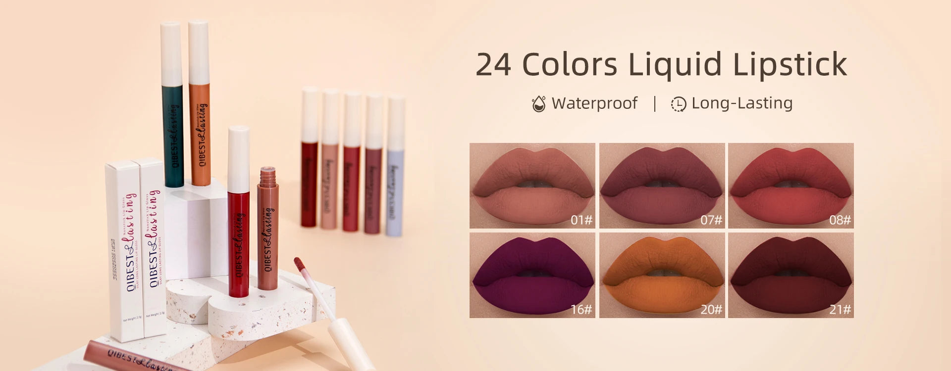 :  💋 QIBEST 2pcs Lipstick & Lipliner Pen Set – Matte Nude Waterproof Duo