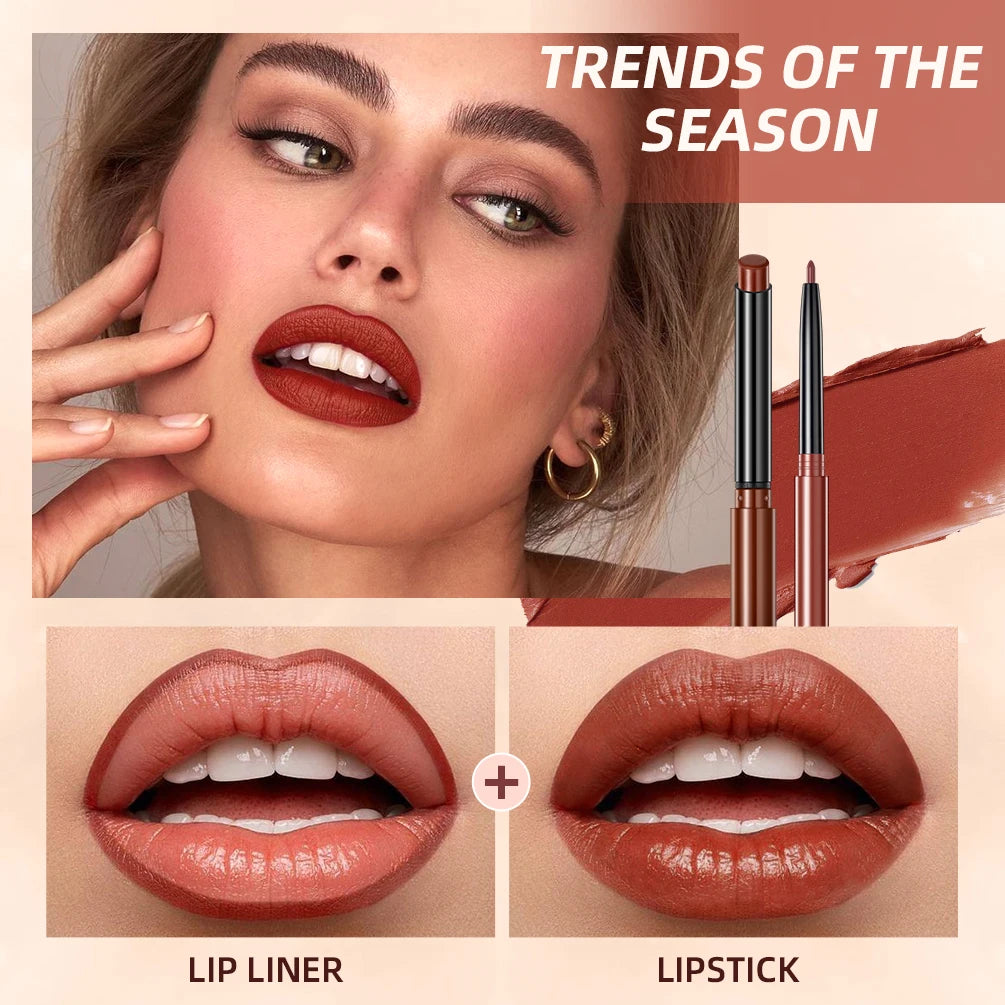 :  💋 QIBEST 2pcs Lipstick & Lipliner Pen Set – Matte Nude Waterproof Duo