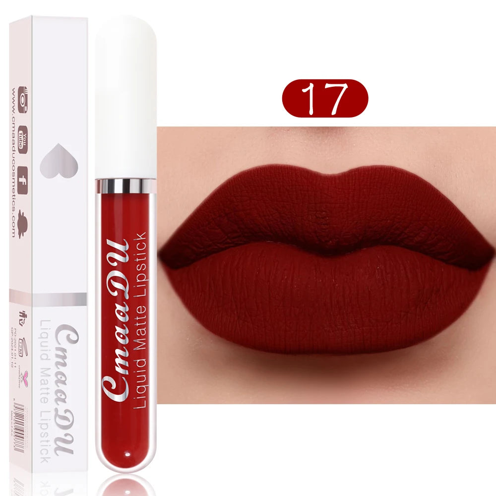 💋 CmaaDu Matte Lip Gloss Liquid Lipstick – Long-Lasting, Waterproof Red Tones