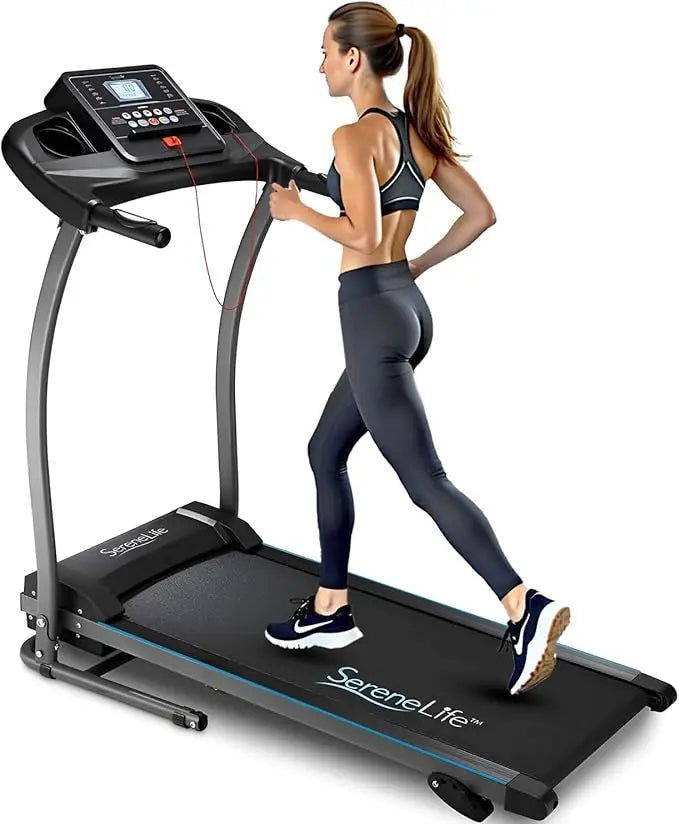 Electric Folding Smart Treadmill with Manual Incline Adjustment