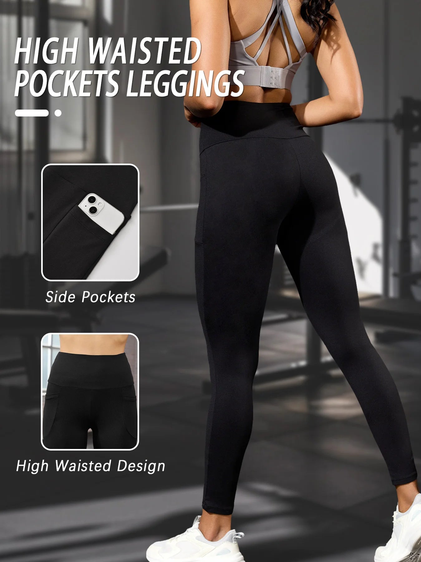 🖤 2-Pack Super Soft High Waisted Sports Leggings with Pockets