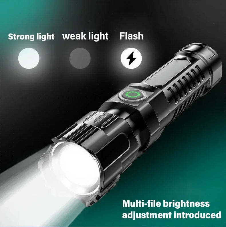 High-Power 2000LM LED Tactical Flashlight – Zoomable, USB Rechargeable