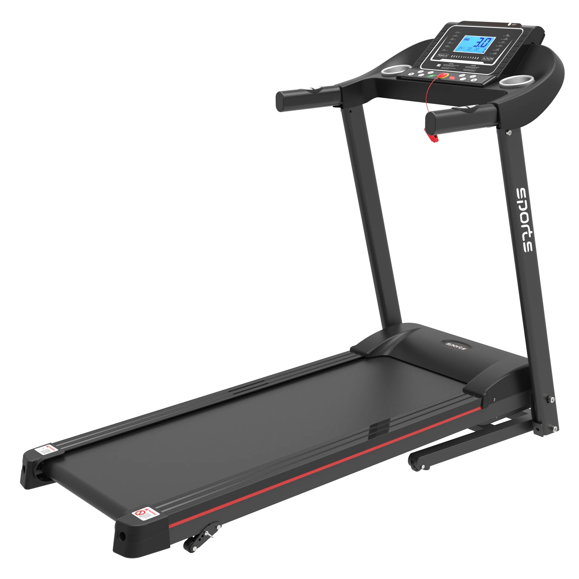 Smart Folding Motorized Treadmill with Manual Incline & MP3