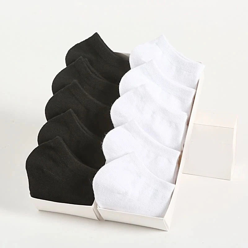 Unisex Casual Plain Color Boat Socks – Breathable, Sweat-Absorbing Comfort All Day