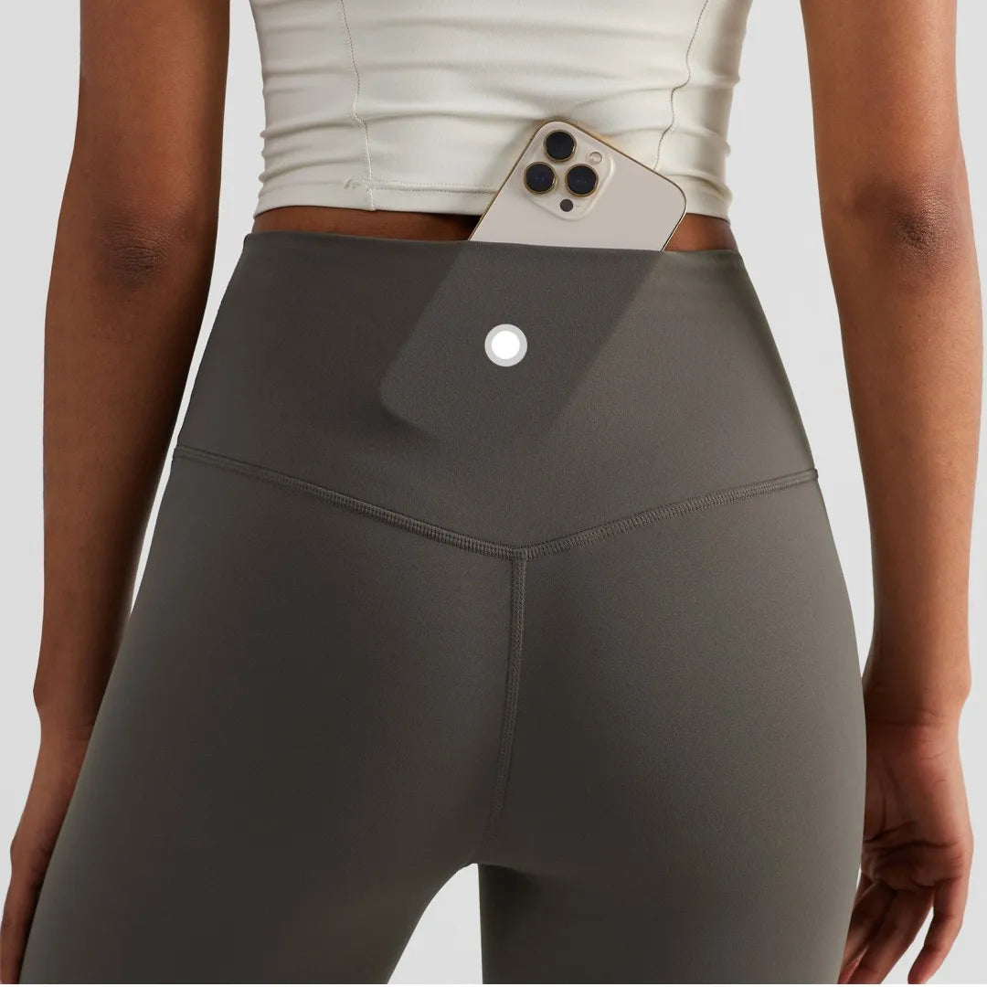 🧘 Solid Color High Waist Yoga Leggings with Back Waist Pocket