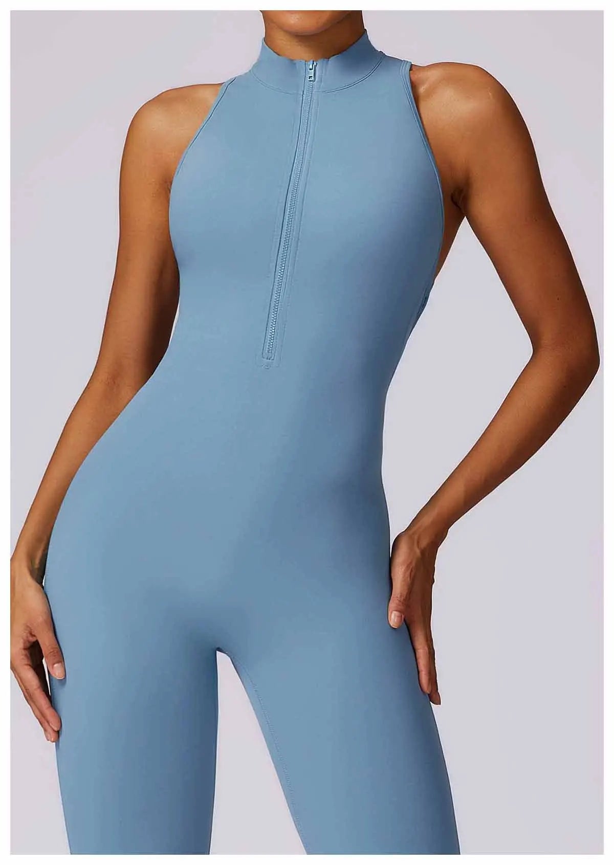 🔥 Women’s V-Back One-Piece Sports Jumpsuit – Backless Workout Bodysuit
