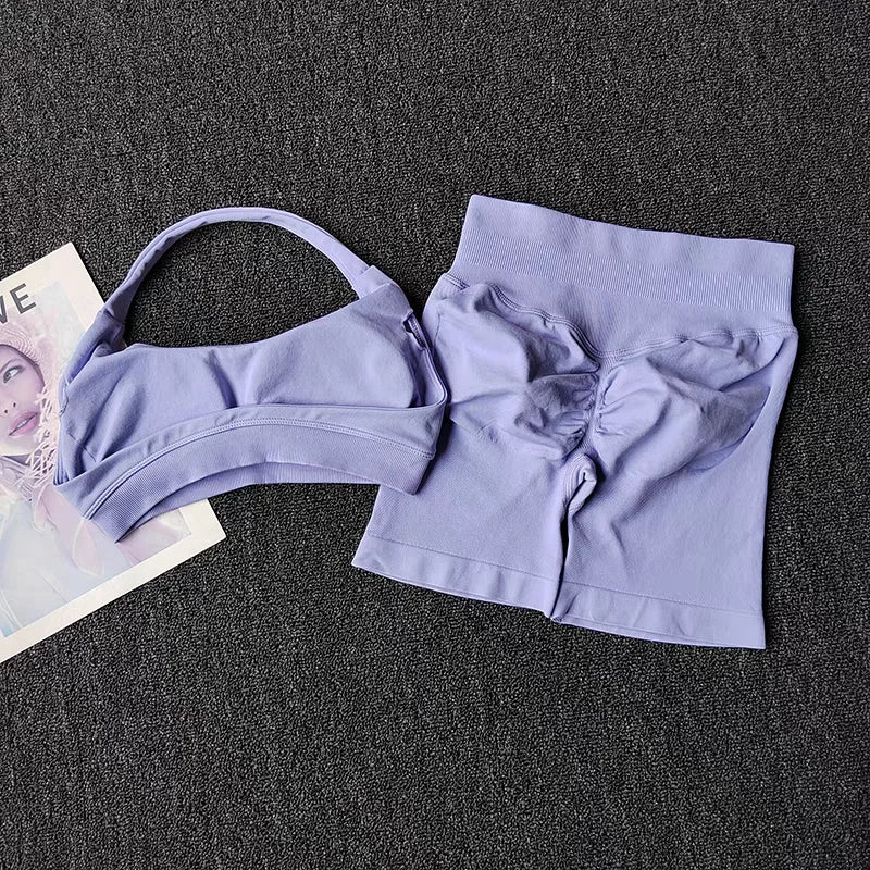:  🧘‍♀️ 2 Pieces Seamless Yoga Set – Women’s Sports Bra & Shorts Workout Outfit