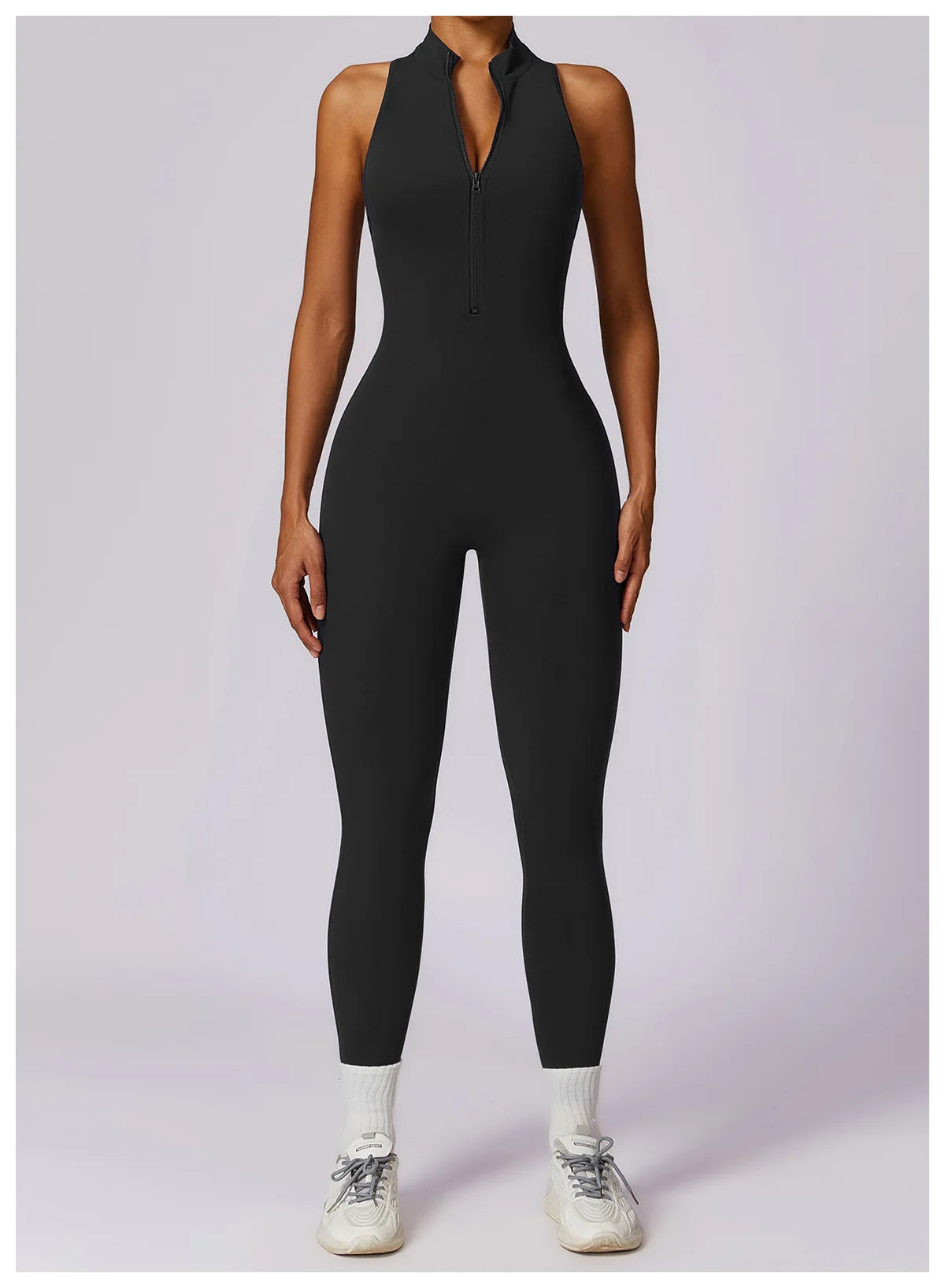 🔥 Women’s V-Back One-Piece Sports Jumpsuit – Backless Workout Bodysuit