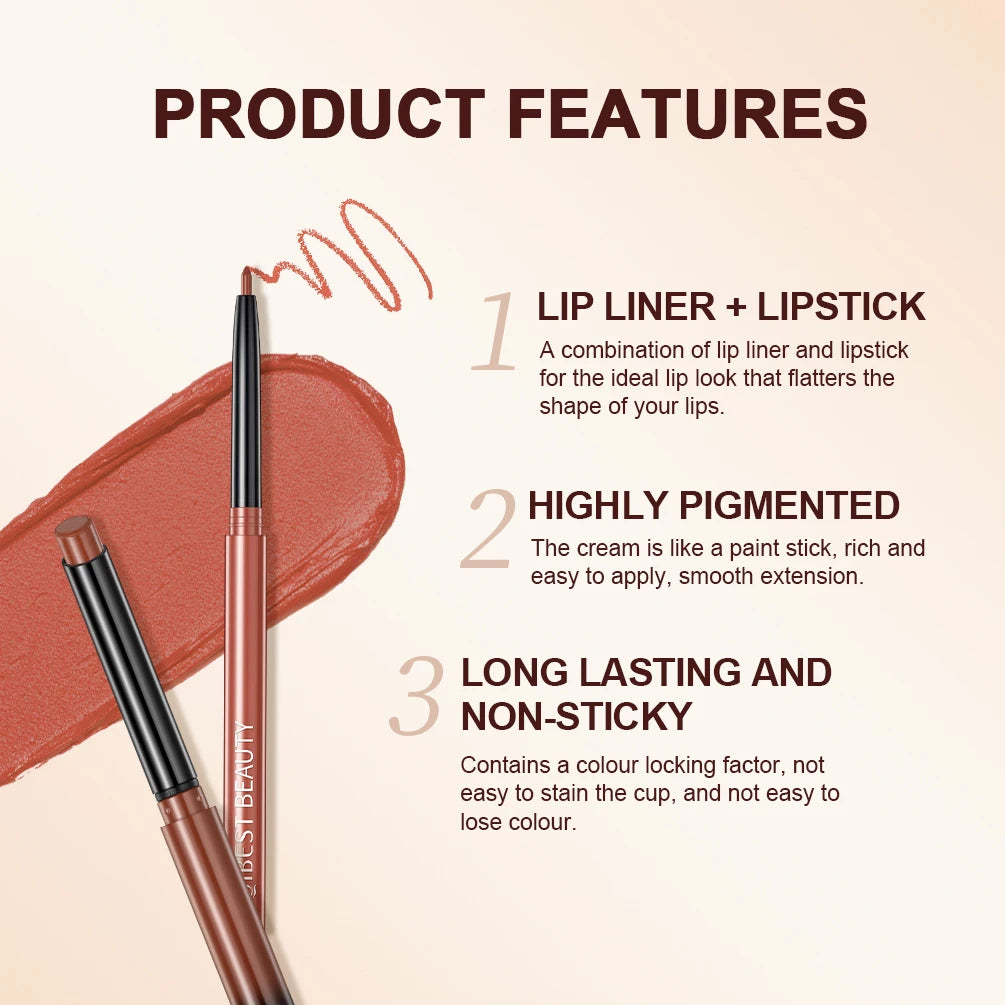 :  💋 QIBEST 2pcs Lipstick & Lipliner Pen Set – Matte Nude Waterproof Duo