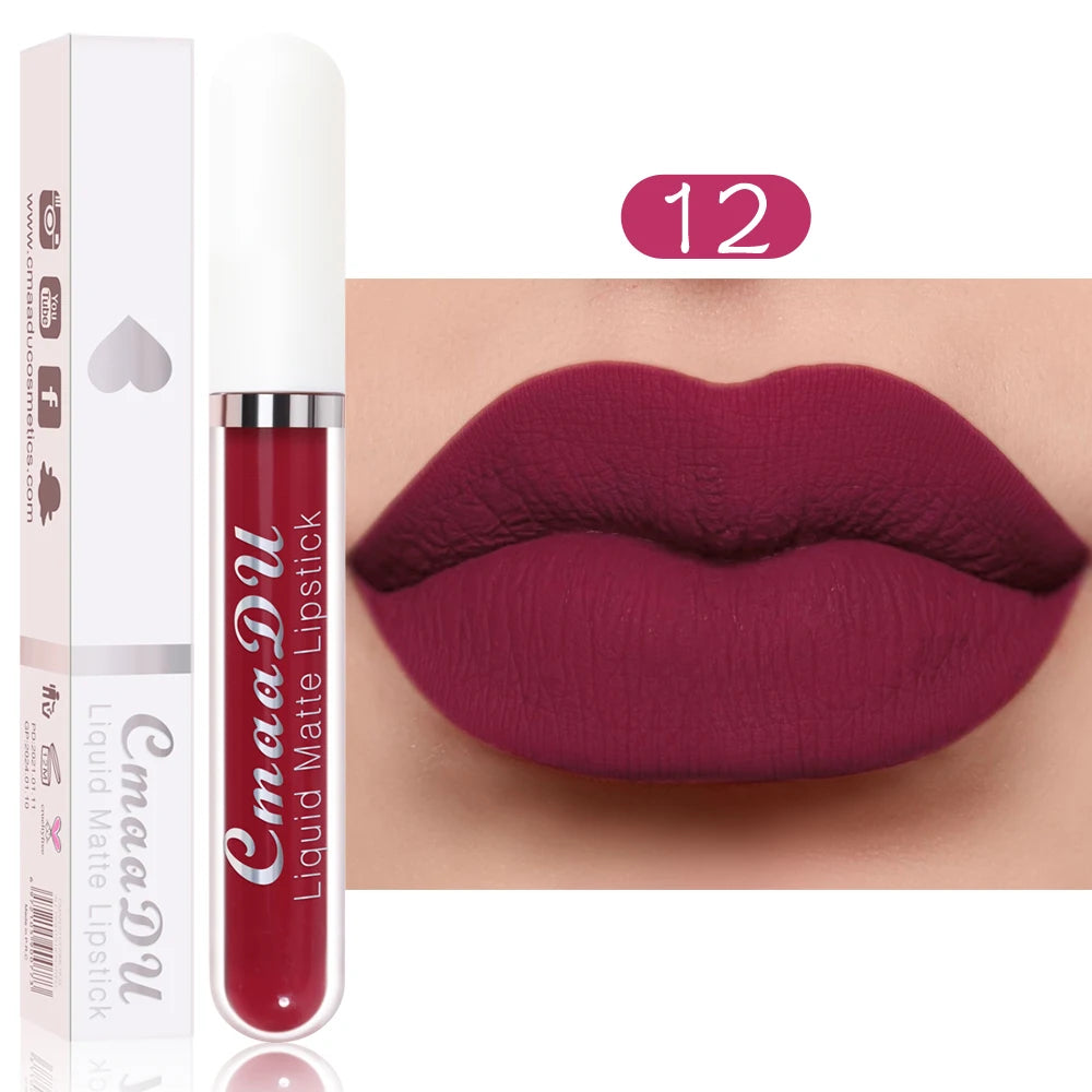 💋 CmaaDu Matte Lip Gloss Liquid Lipstick – Long-Lasting, Waterproof Red Tones