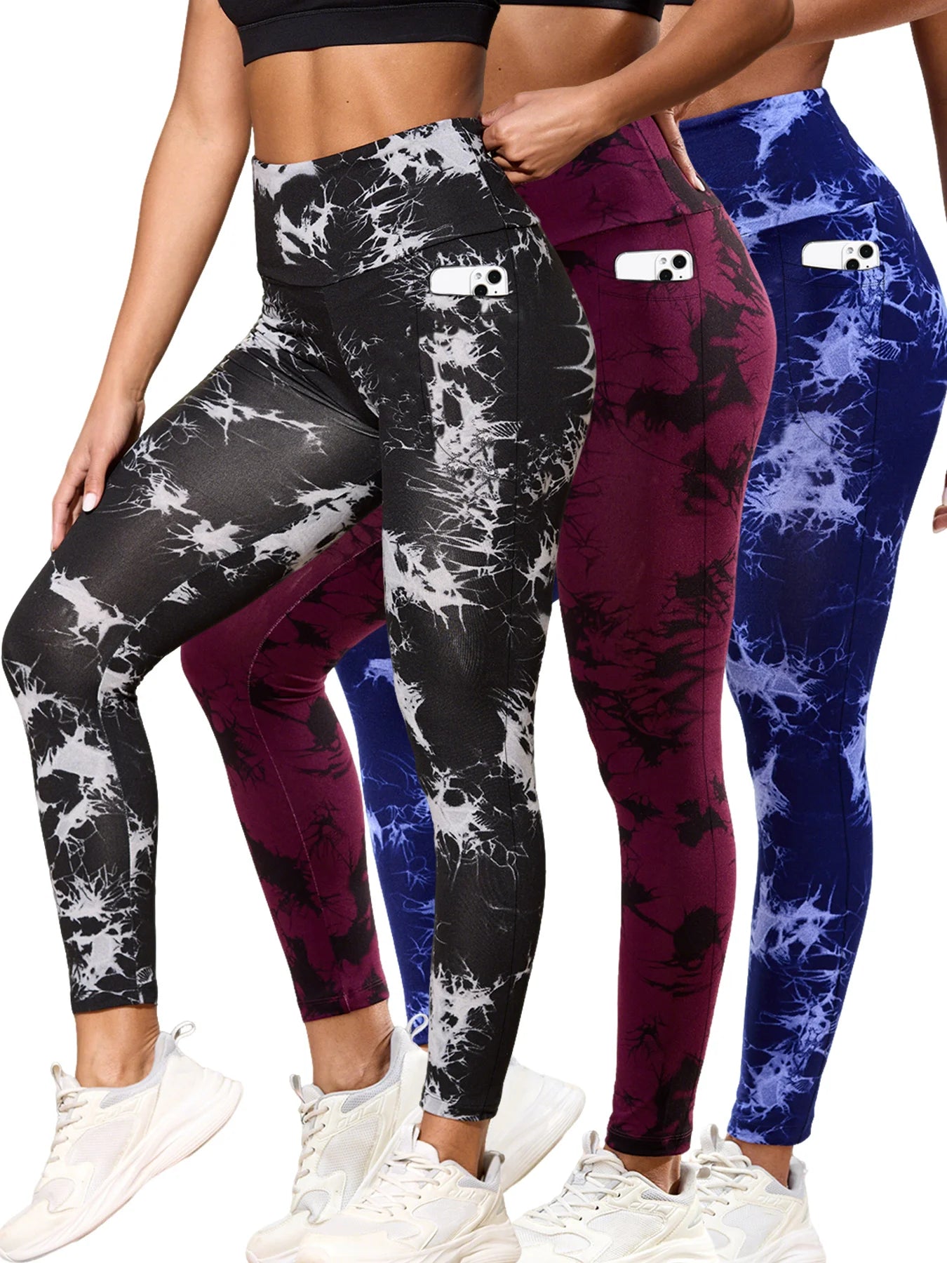 🌈 3-Pack Super Soft High Waisted Tie Dye Leggings with Pockets