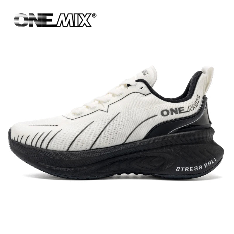 👟 ONEMIX White Road Running Shoes – Air Cushion Comfort & Performance