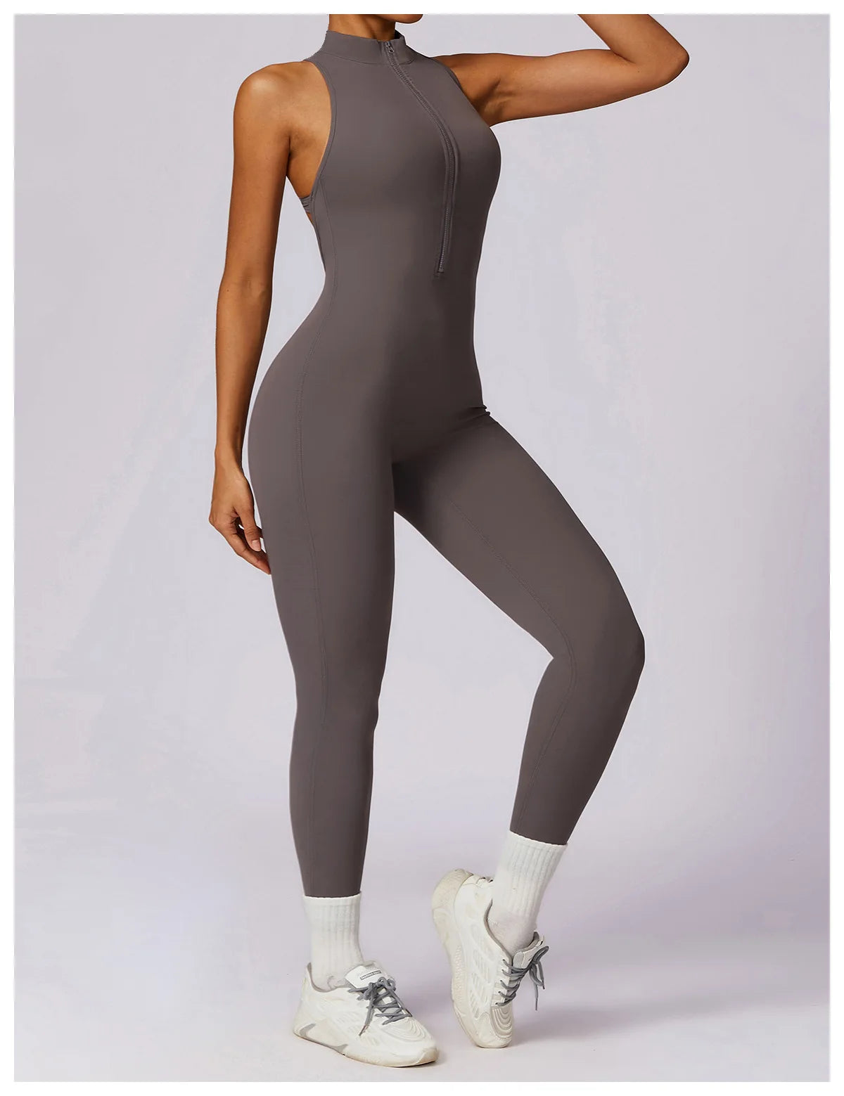 🔥 Women’s V-Back One-Piece Sports Jumpsuit – Backless Workout Bodysuit