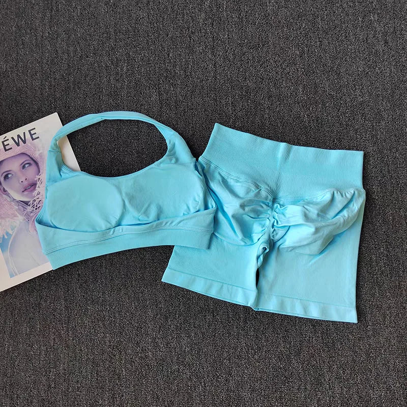 :  🧘‍♀️ 2 Pieces Seamless Yoga Set – Women’s Sports Bra & Shorts Workout Outfit