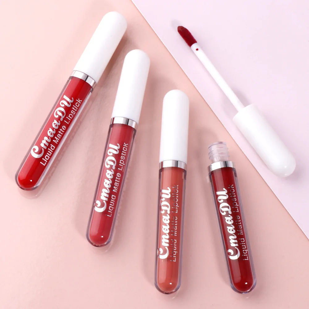 💋 CmaaDu Matte Lip Gloss Liquid Lipstick – Long-Lasting, Waterproof Red Tones