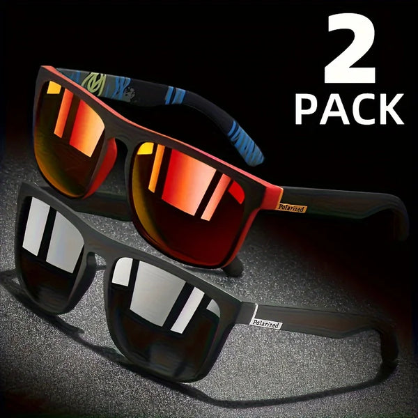2pcs Square Polarized Sunglasses – Summer-Ready Style & Glare-Free Vision
