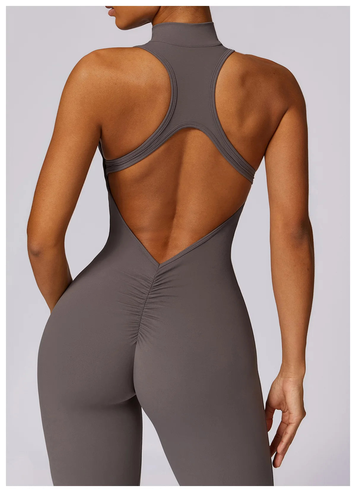 🔥 Women’s V-Back One-Piece Sports Jumpsuit – Backless Workout Bodysuit
