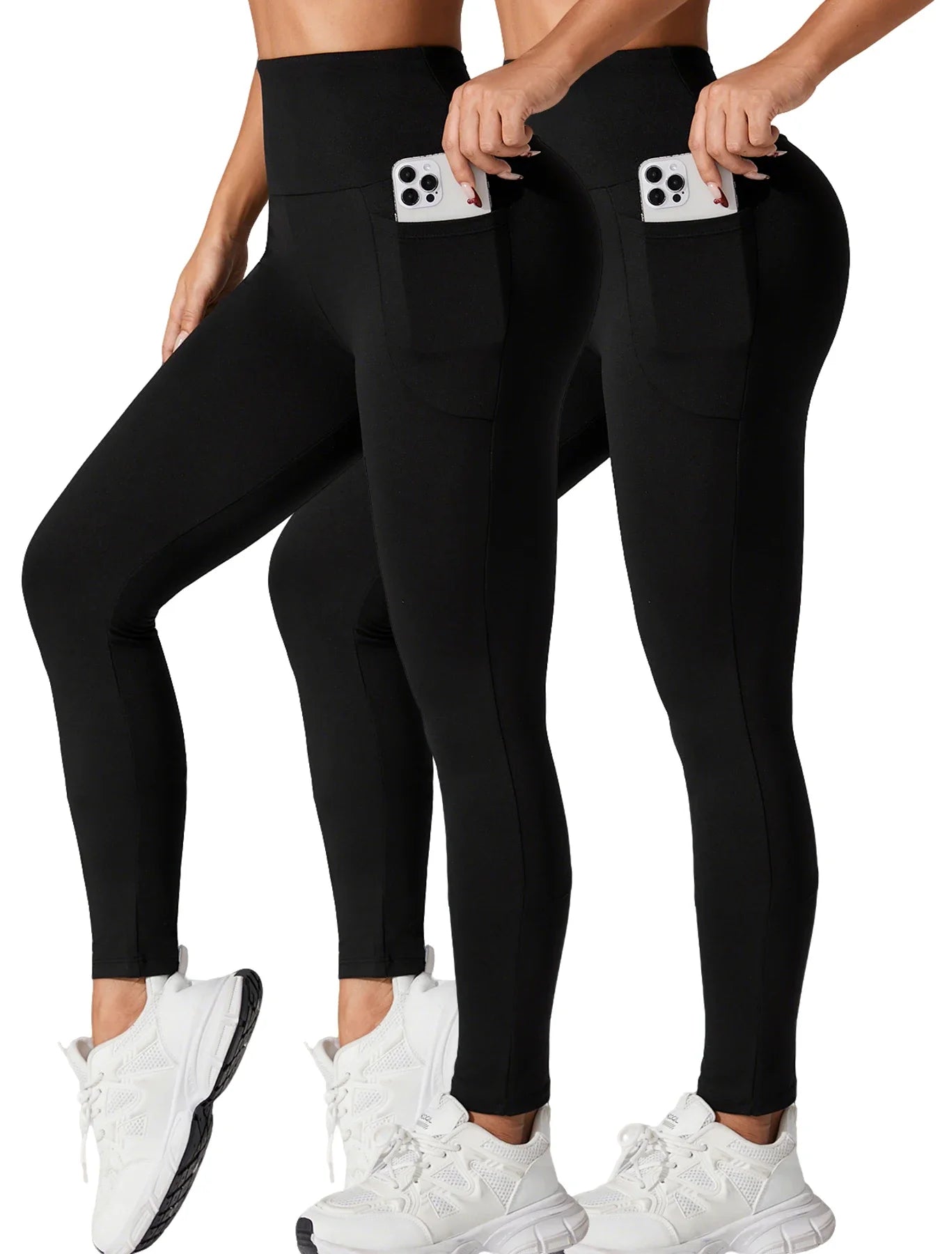 🖤 2-Pack Super Soft High Waisted Sports Leggings with Pockets
