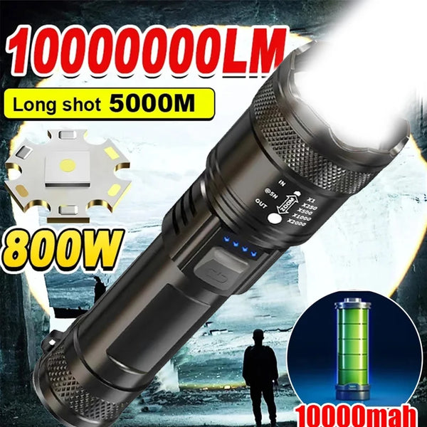 High-Power 2000LM LED Tactical Flashlight – Zoomable, USB Rechargeable