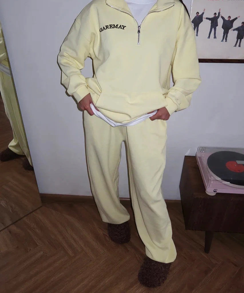 🌸 Spring Women’s Tracksuit with Zipper – Oversized Cotton Two-Piece Set