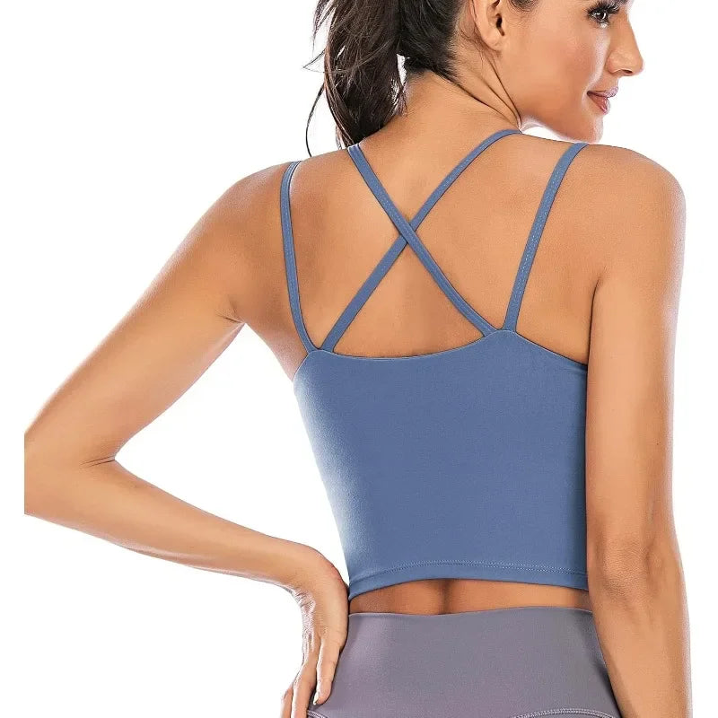 Women’s Padded Sports Bra Crop Top with Built-In Support