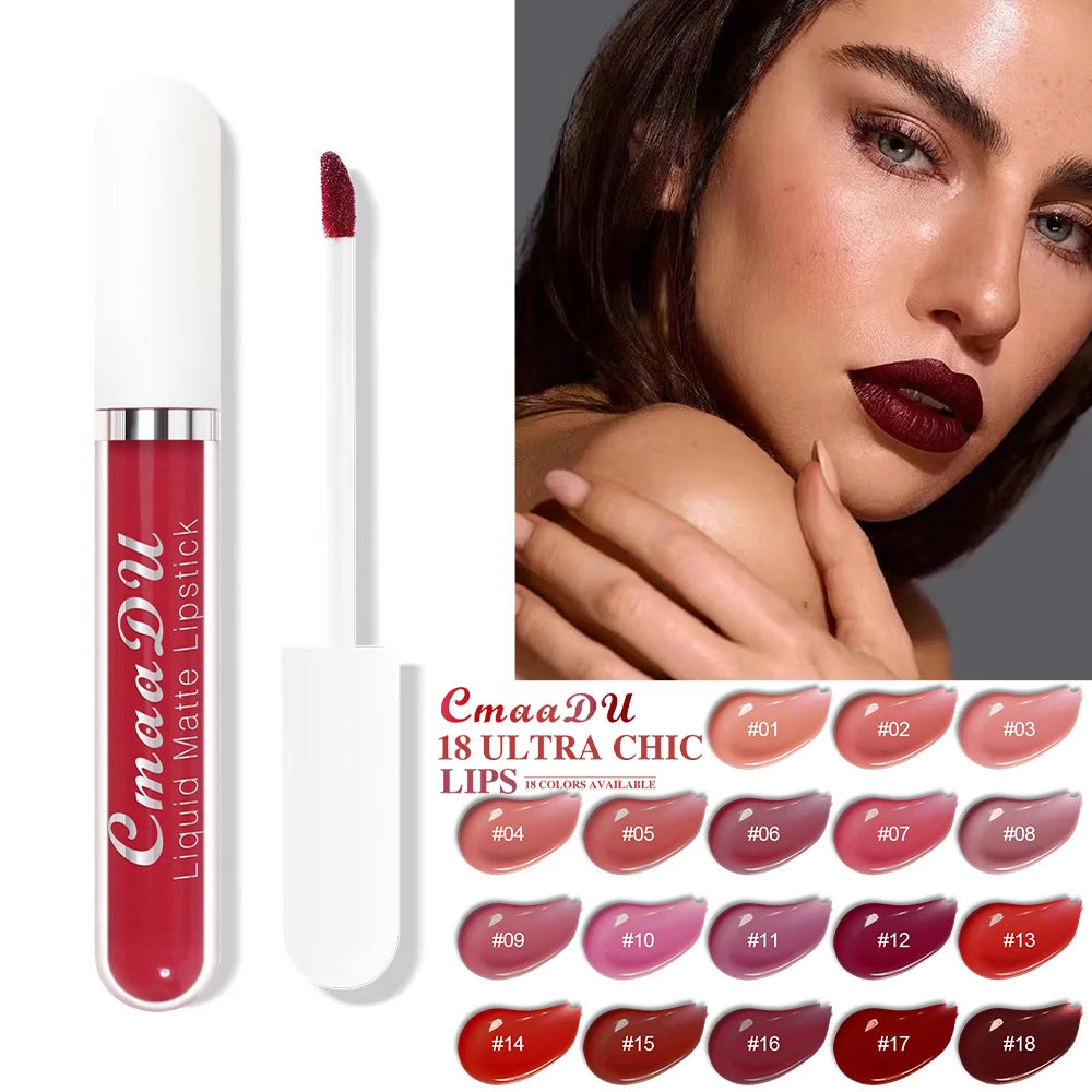 💋 CmaaDu Matte Lip Gloss Liquid Lipstick – Long-Lasting, Waterproof Red Tones