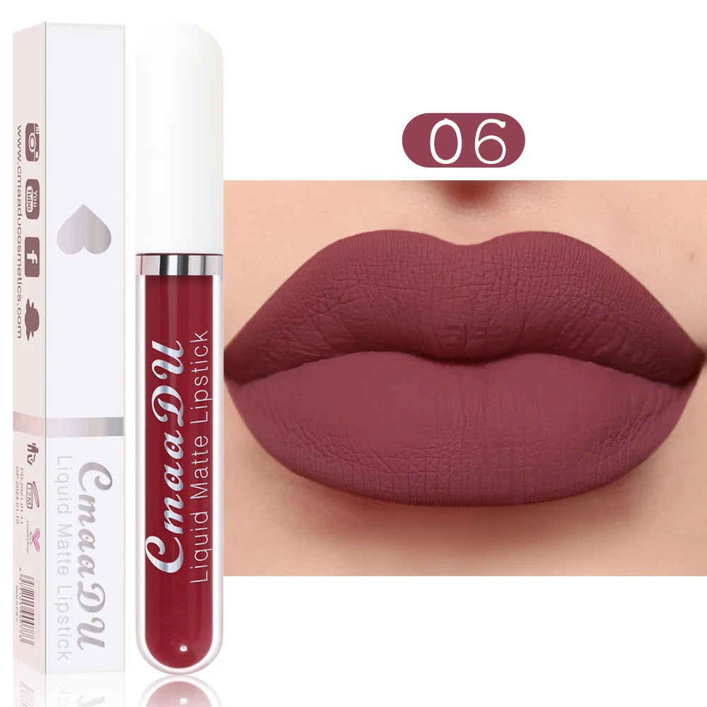 💋 CmaaDu Matte Lip Gloss Liquid Lipstick – Long-Lasting, Waterproof Red Tones