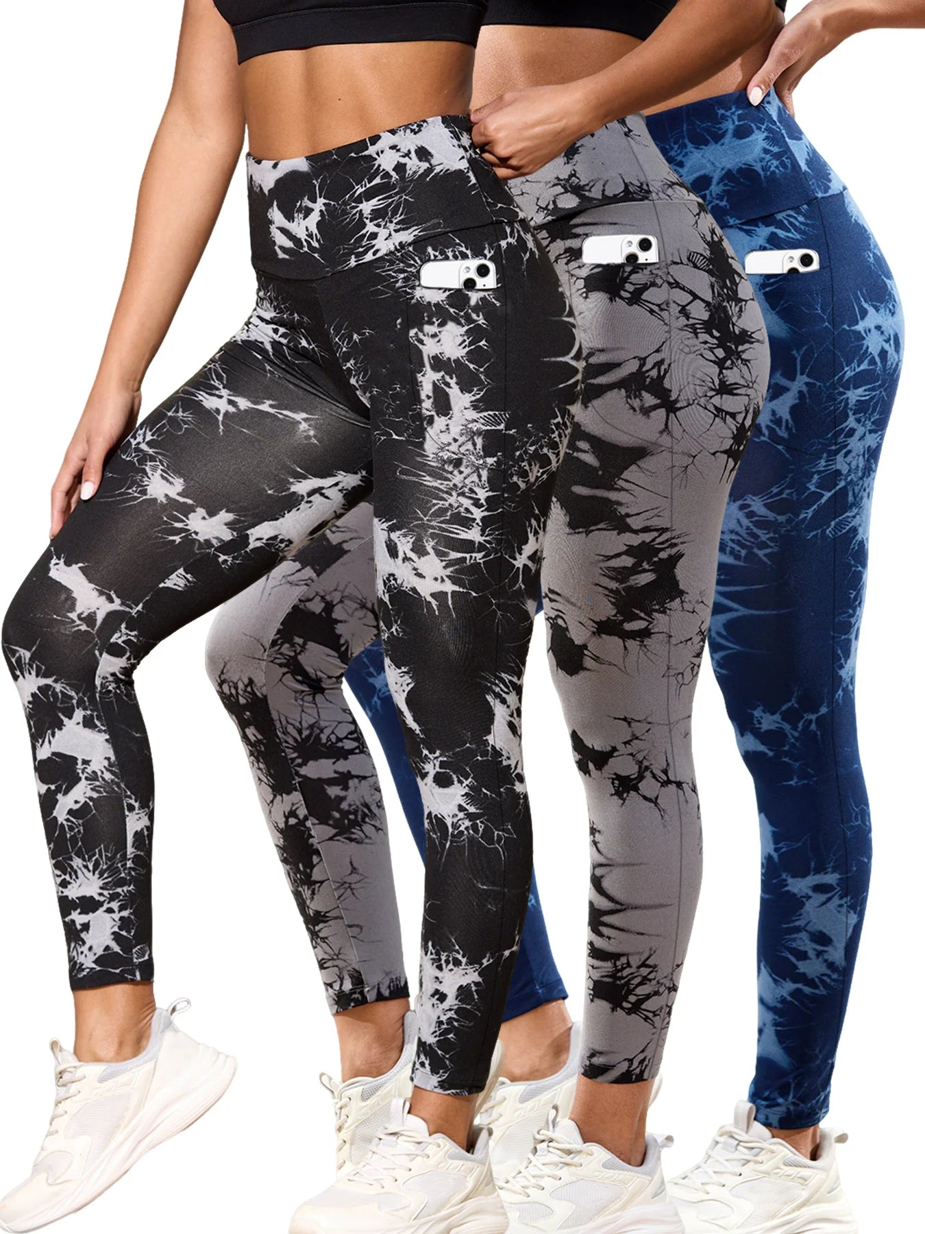 🌈 3-Pack Super Soft High Waisted Tie Dye Leggings with Pockets