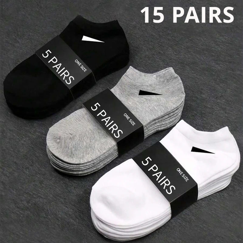 Unisex Casual Plain Color Boat Socks – Breathable, Sweat-Absorbing Comfort All Day