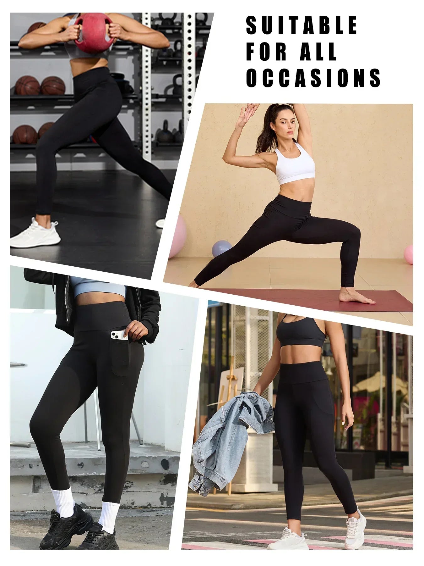 🖤 2-Pack Super Soft High Waisted Sports Leggings with Pockets