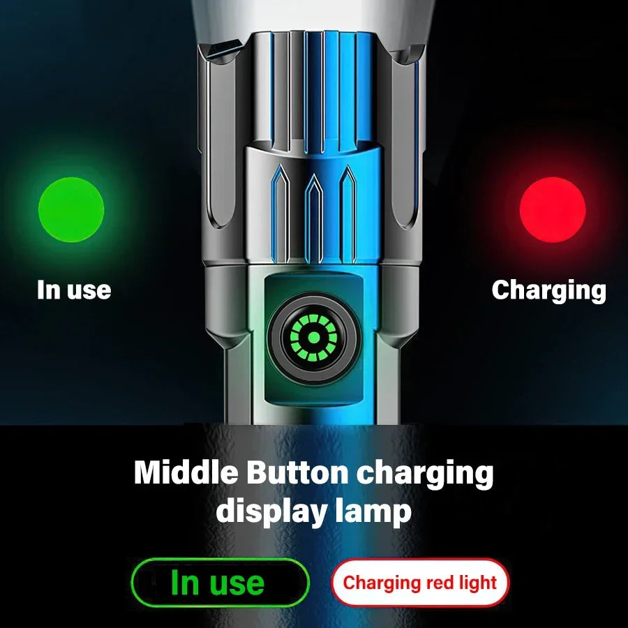 High-Power 2000LM LED Tactical Flashlight – Zoomable, USB Rechargeable