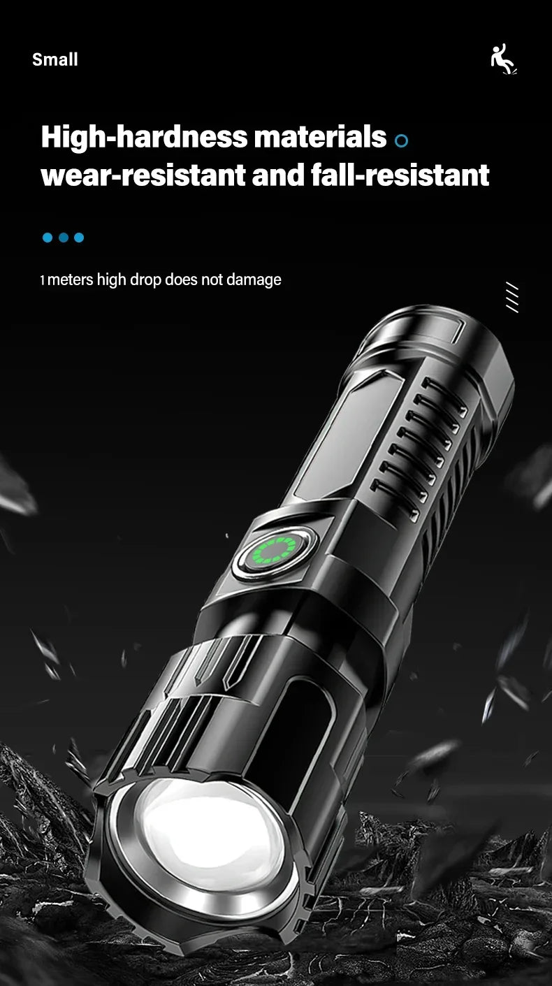 High-Power 2000LM LED Tactical Flashlight – Zoomable, USB Rechargeable
