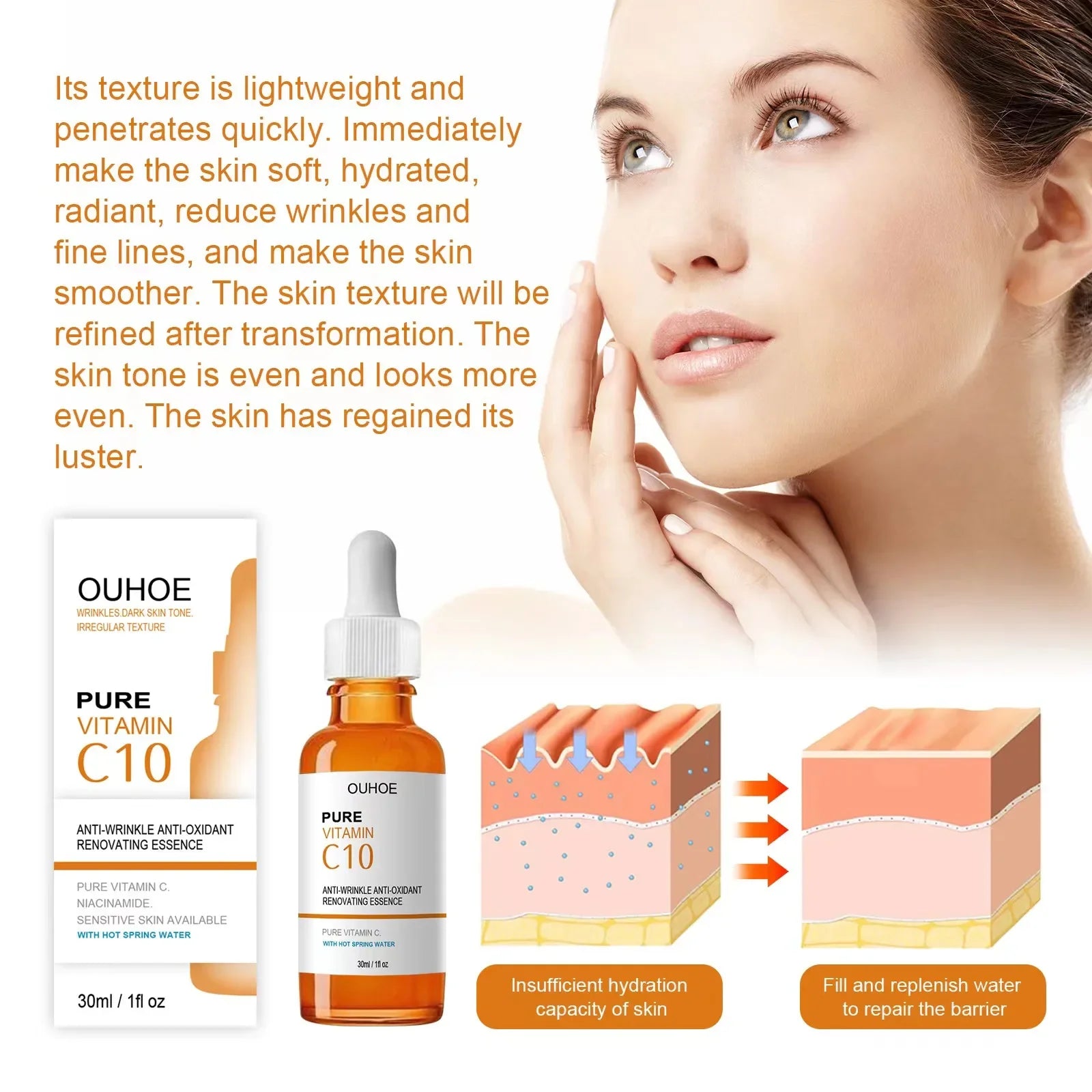 🍊 Vitamin C Wrinkle Remover Face Serum – Lifting, Firming & Brightening