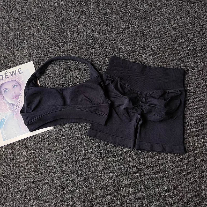 :  🧘‍♀️ 2 Pieces Seamless Yoga Set – Women’s Sports Bra & Shorts Workout Outfit