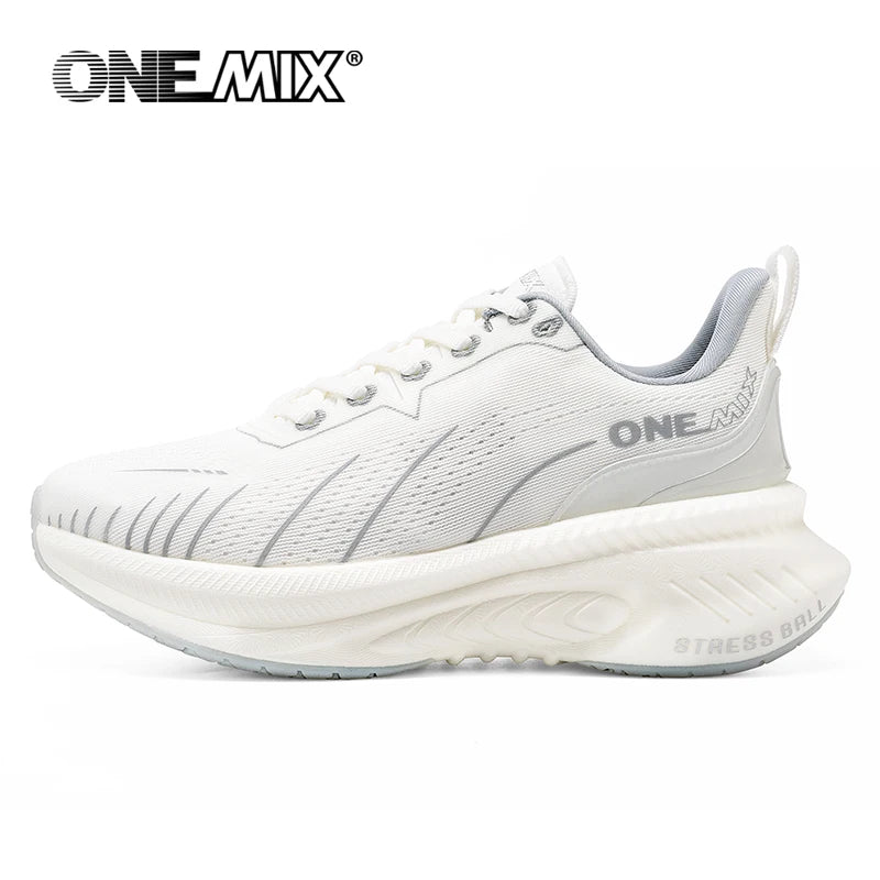 👟 ONEMIX White Road Running Shoes – Air Cushion Comfort & Performance