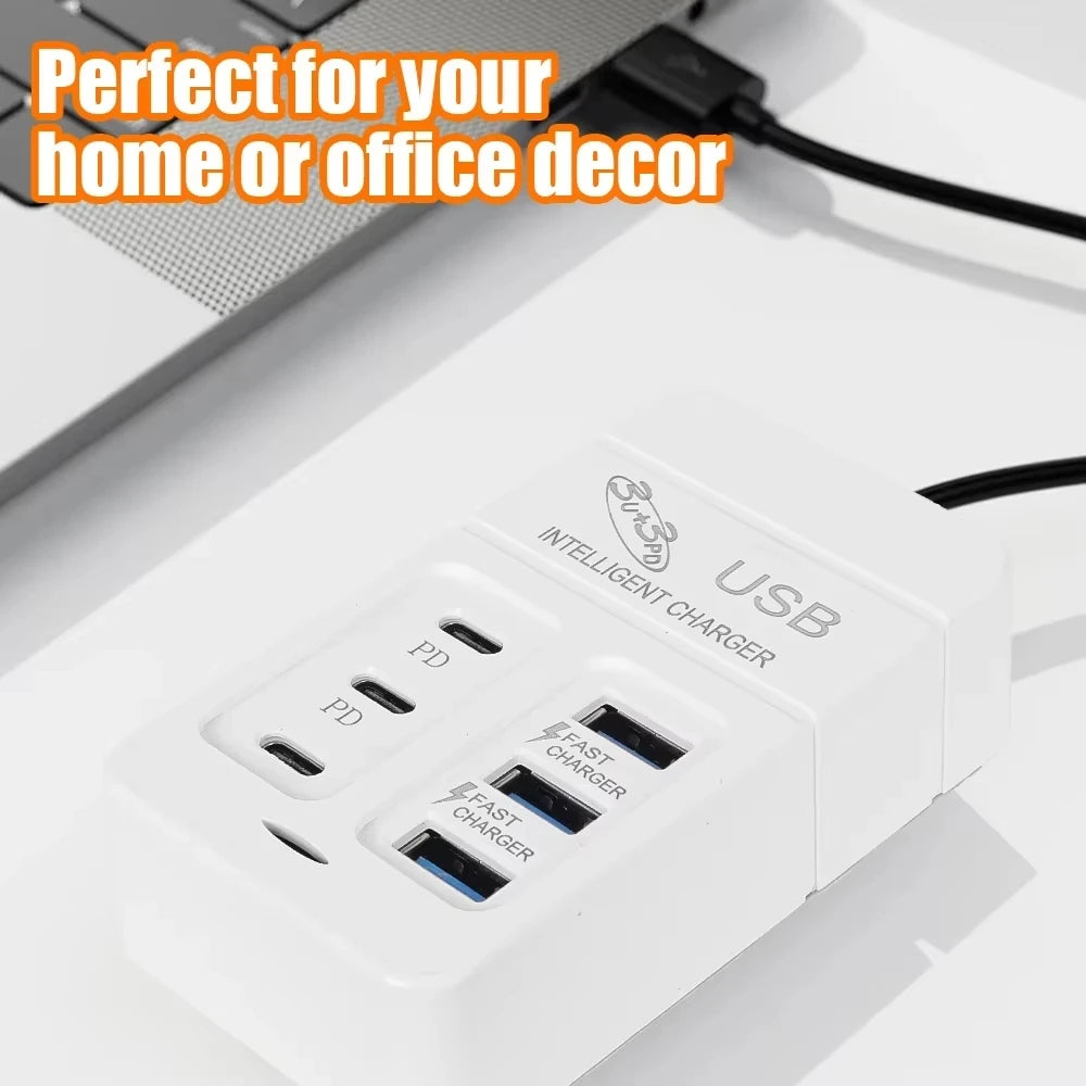 6-in-1 USB Charger – 35W Fast Charging Hub for All Your Devices