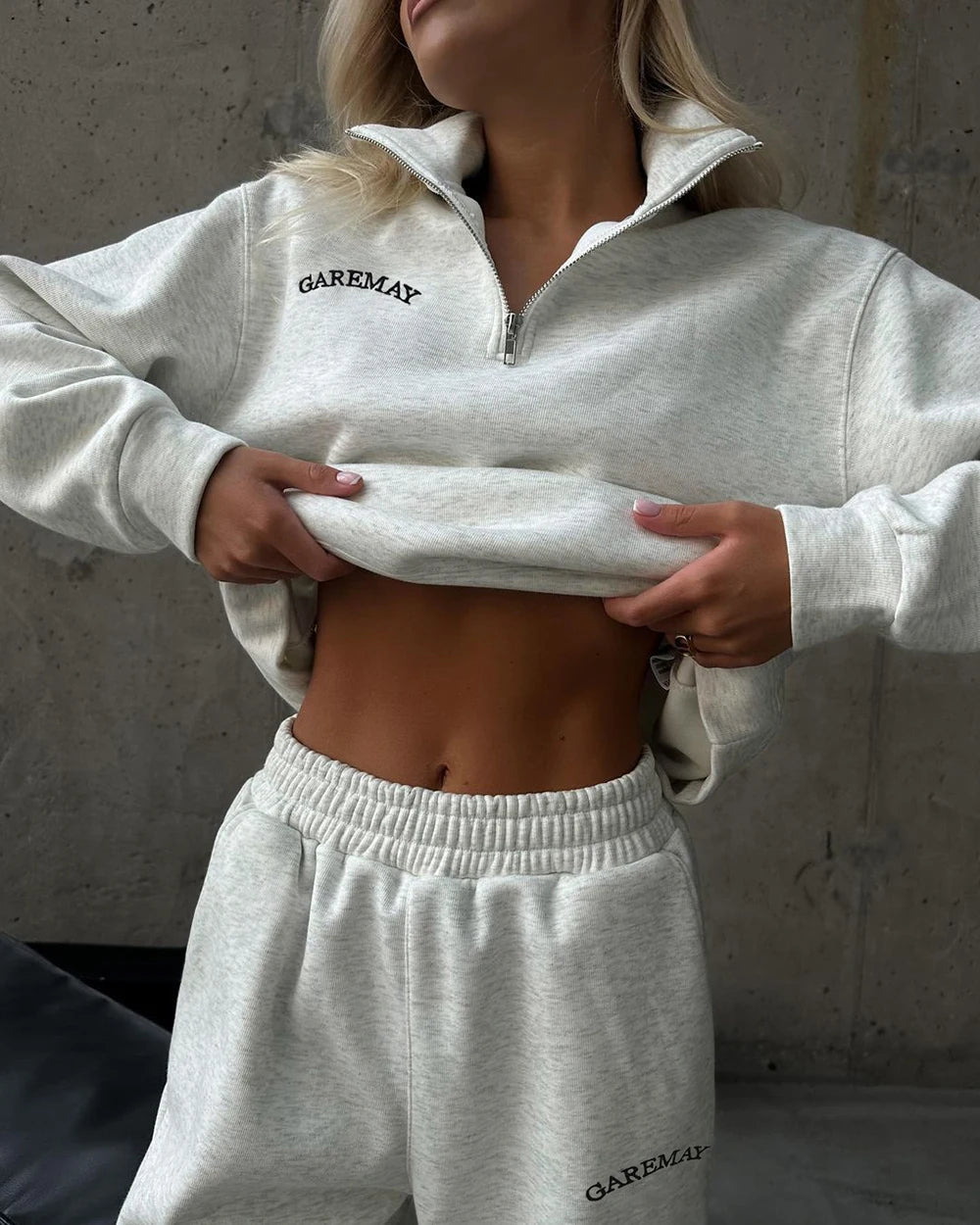 🌸 Spring Women’s Tracksuit with Zipper – Oversized Cotton Two-Piece Set
