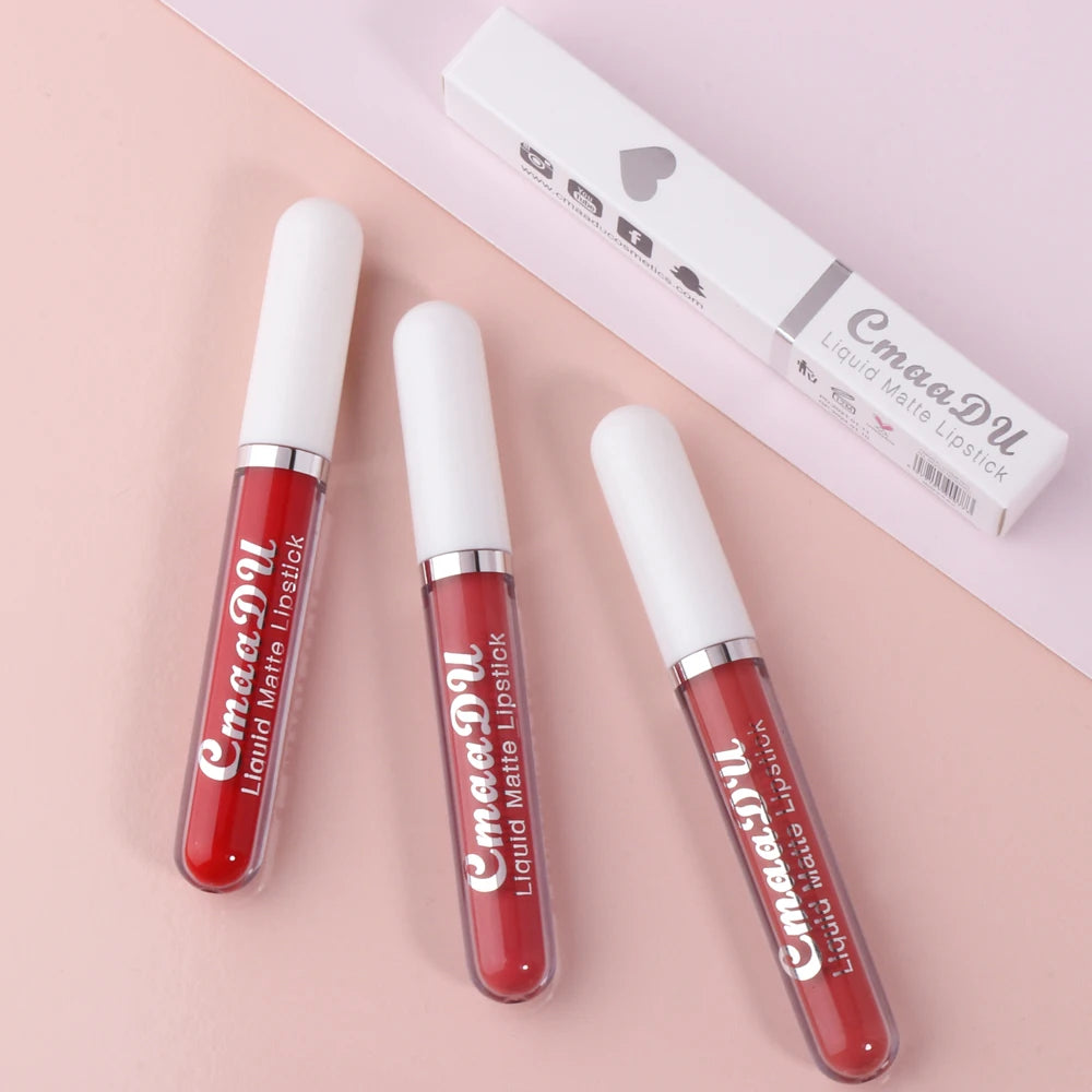 💋 CmaaDu Matte Lip Gloss Liquid Lipstick – Long-Lasting, Waterproof Red Tones