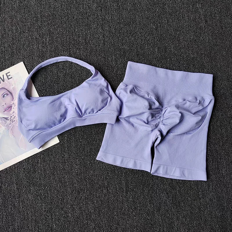 :  🧘‍♀️ 2 Pieces Seamless Yoga Set – Women’s Sports Bra & Shorts Workout Outfit
