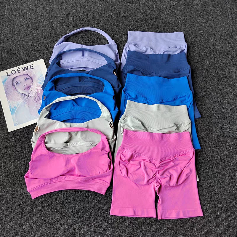 :  🧘‍♀️ 2 Pieces Seamless Yoga Set – Women’s Sports Bra & Shorts Workout Outfit