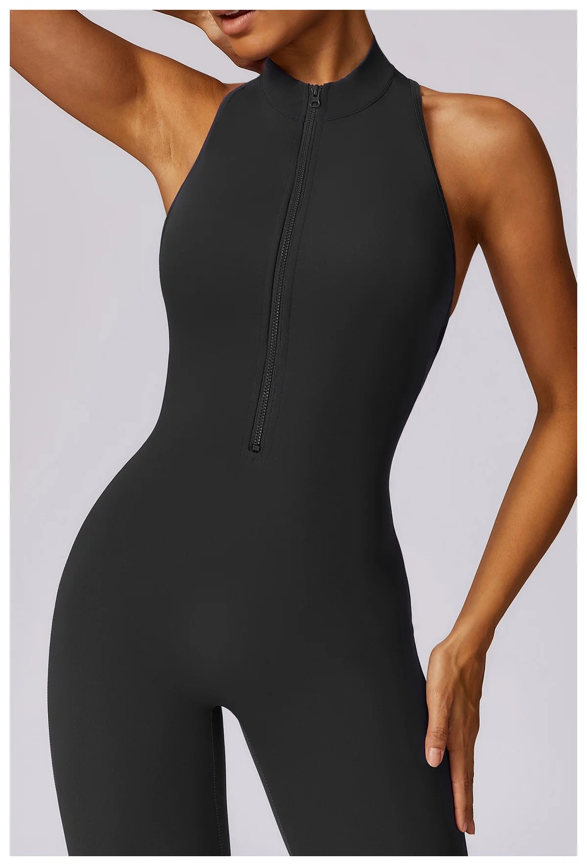🔥 Women’s V-Back One-Piece Sports Jumpsuit – Backless Workout Bodysuit