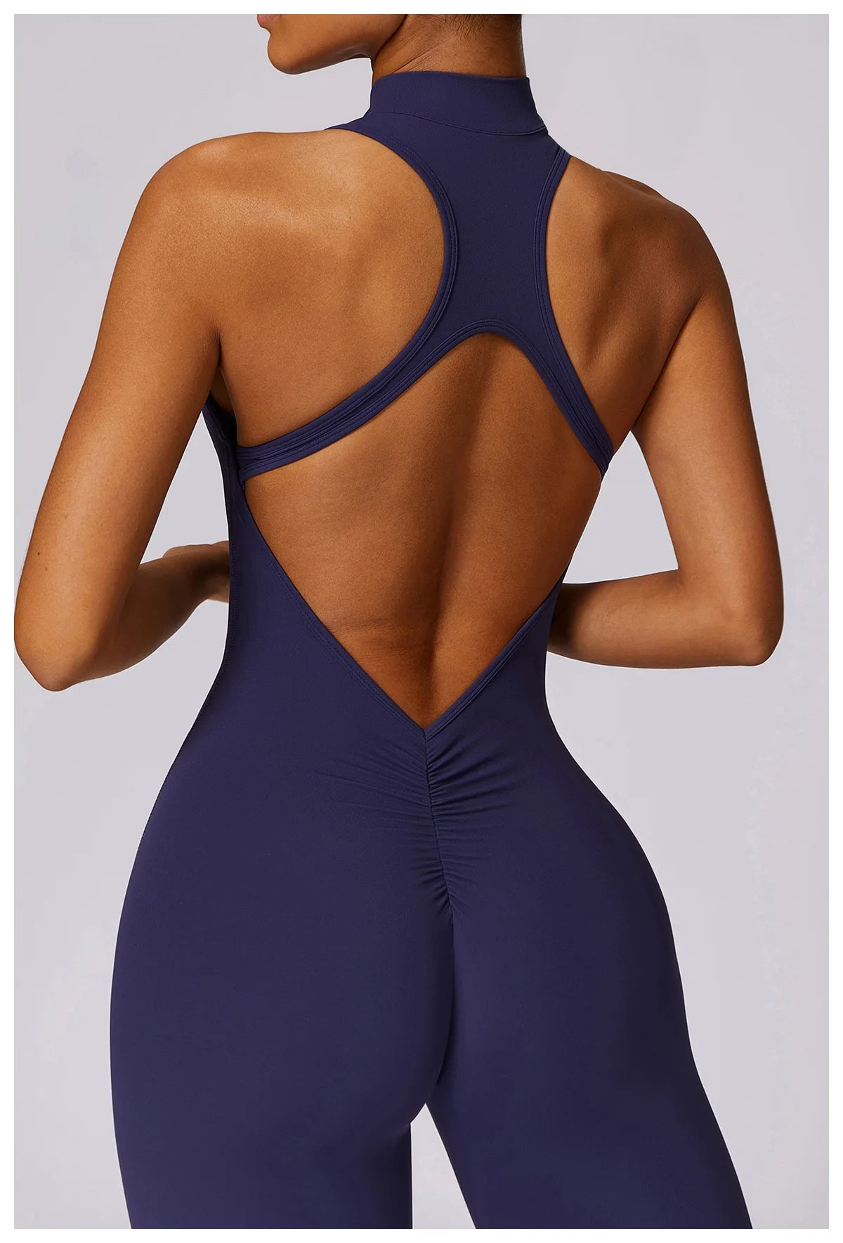 🔥 Women’s V-Back One-Piece Sports Jumpsuit – Backless Workout Bodysuit