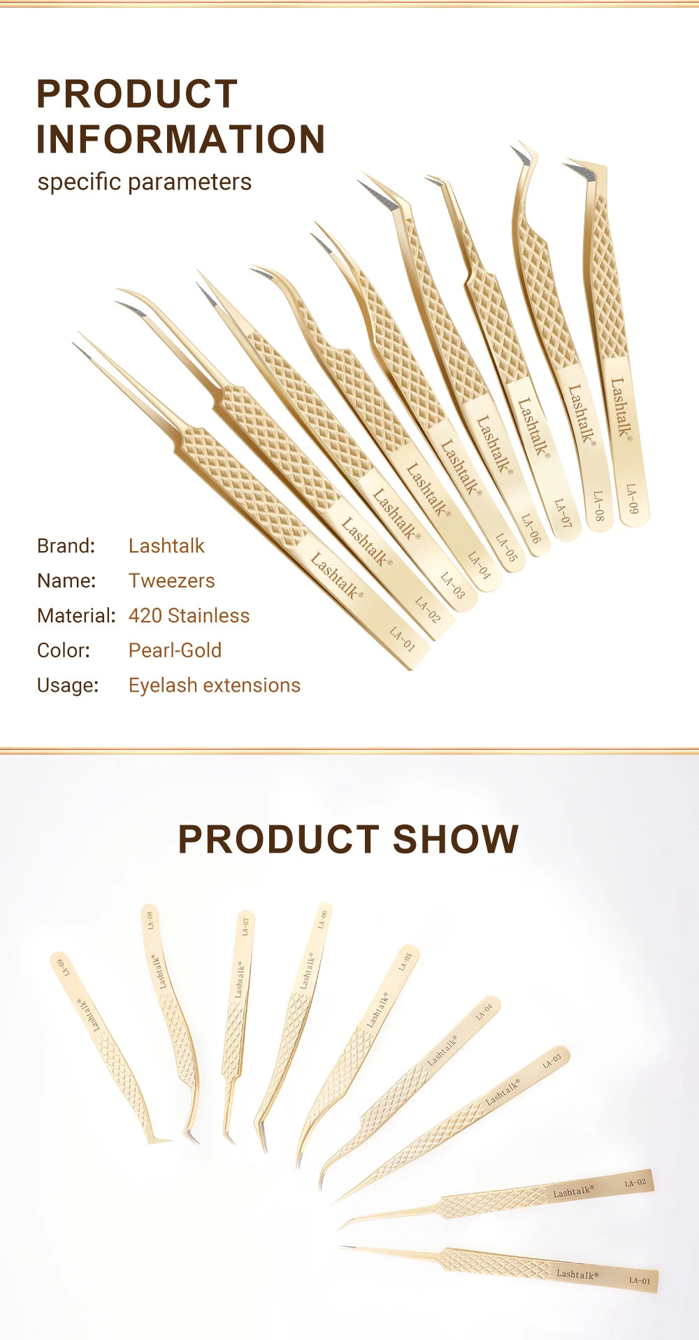 Lashtalk Precision Fiber Tip Tweezer – Diamond Grip, Flawless Lash Control