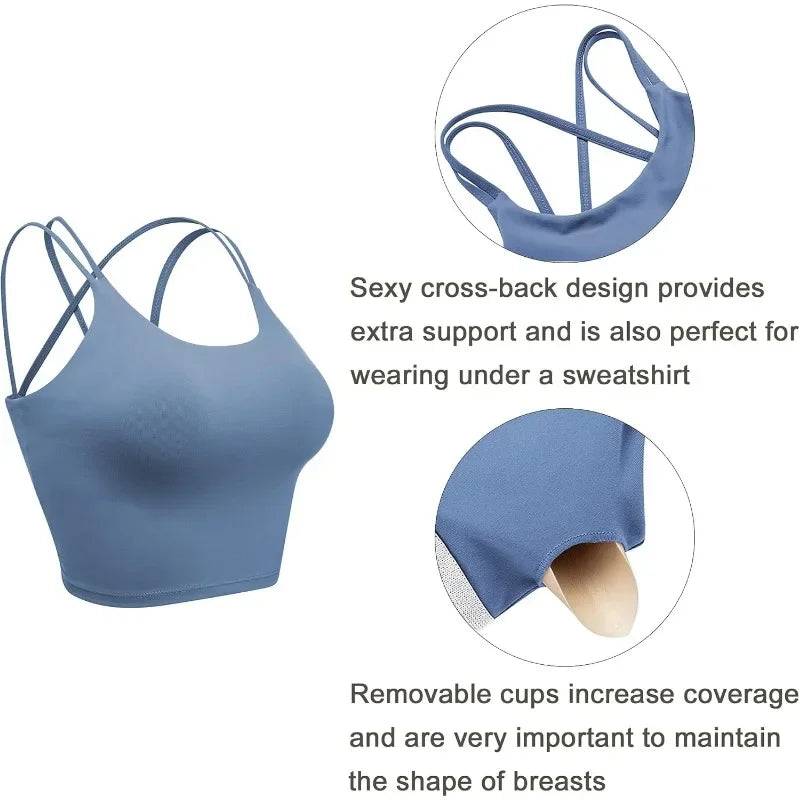 Women’s Padded Sports Bra Crop Top with Built-In Support