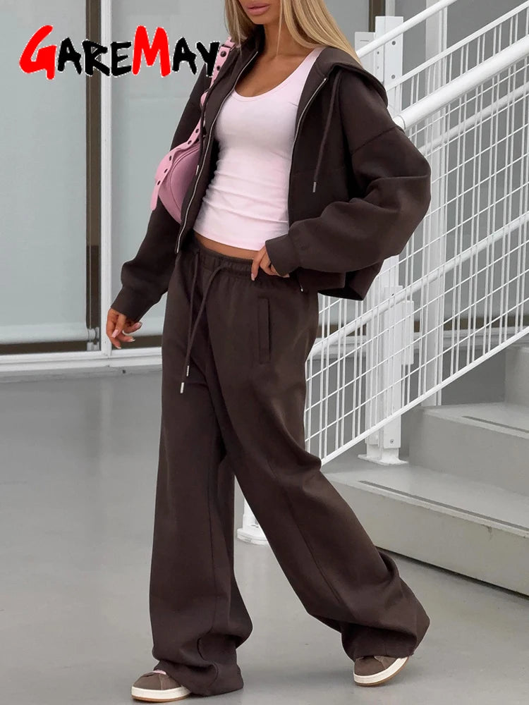 🍂 Autumn Women’s Tracksuit with Zipper & Hood – Casual Two-Piece Set
