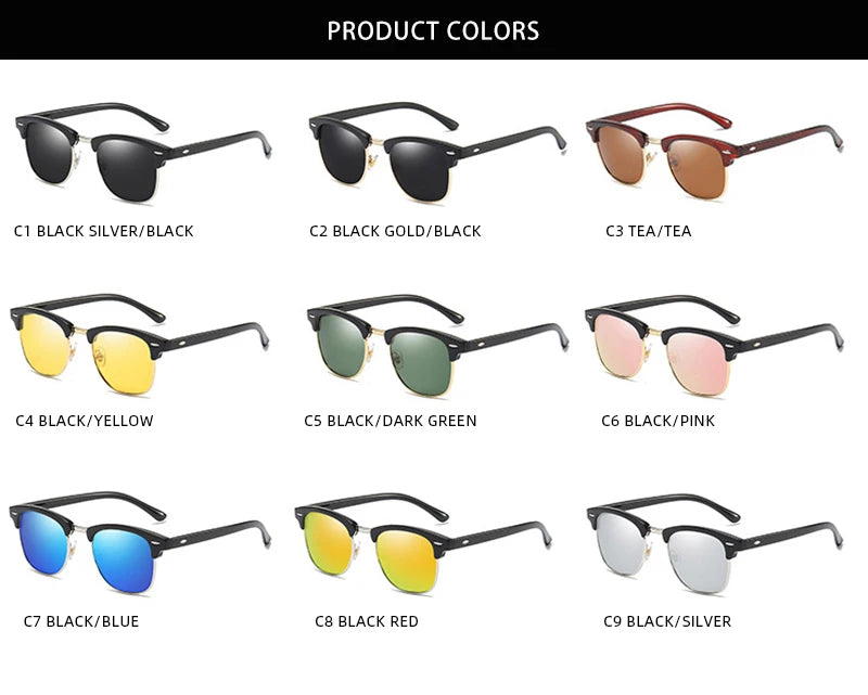 Classic Half Frame Polarized Sunglasses – Retro Style, Modern Eye Protection