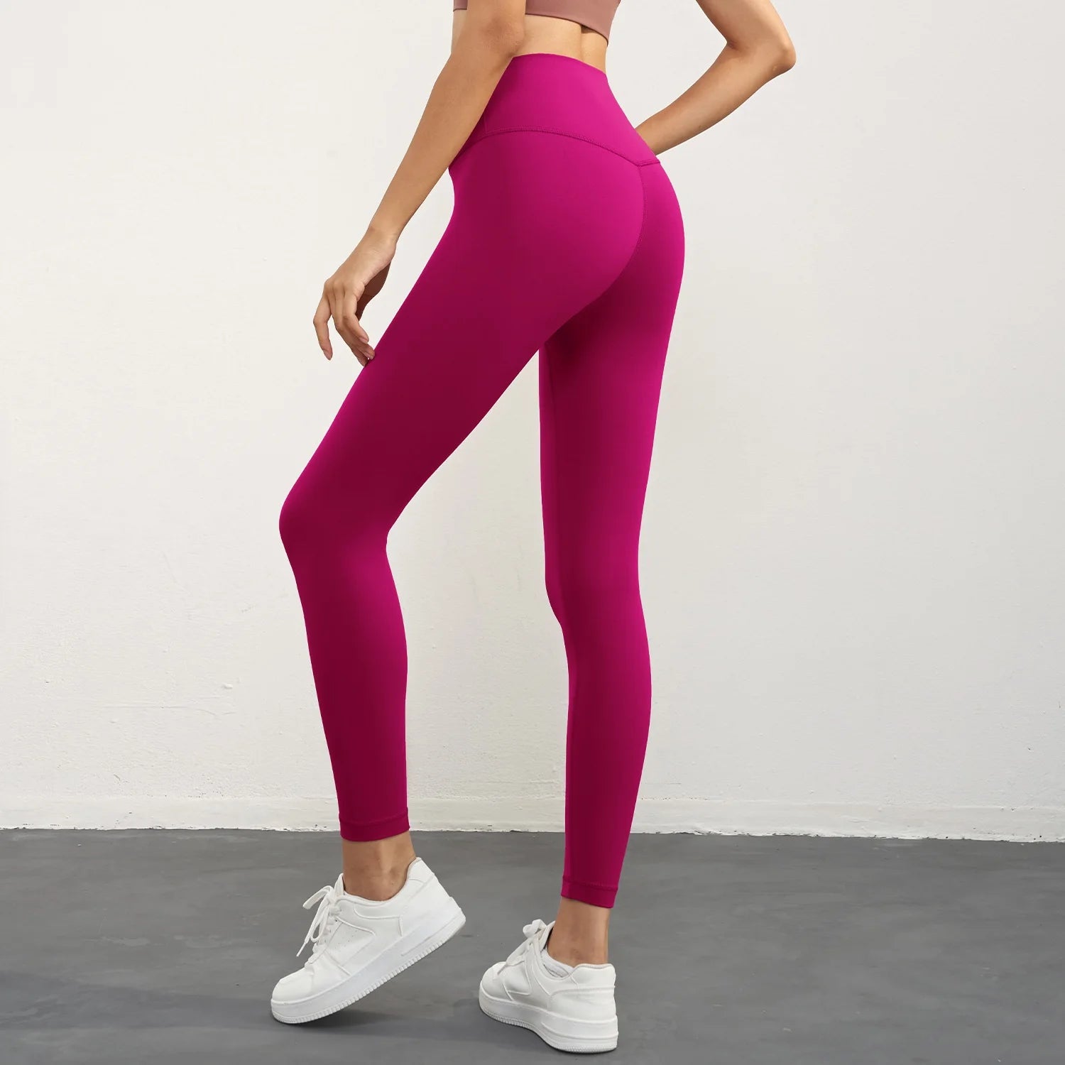 🧘 Solid Color High Waist Yoga Leggings with Back Waist Pocket