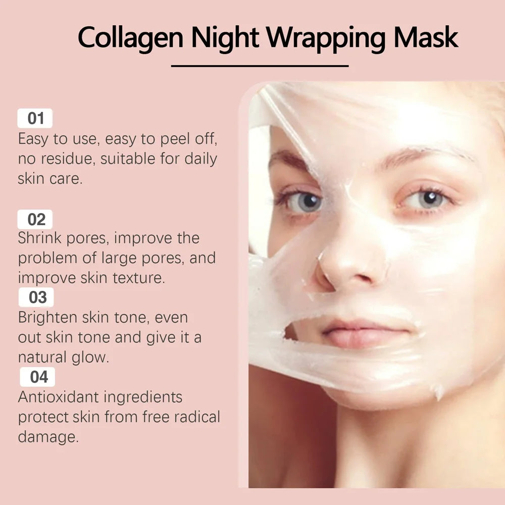 🌙 Collagen Overnight Wrapping Peel Off Facial Mask – Deep Hydration & Skin Renewal