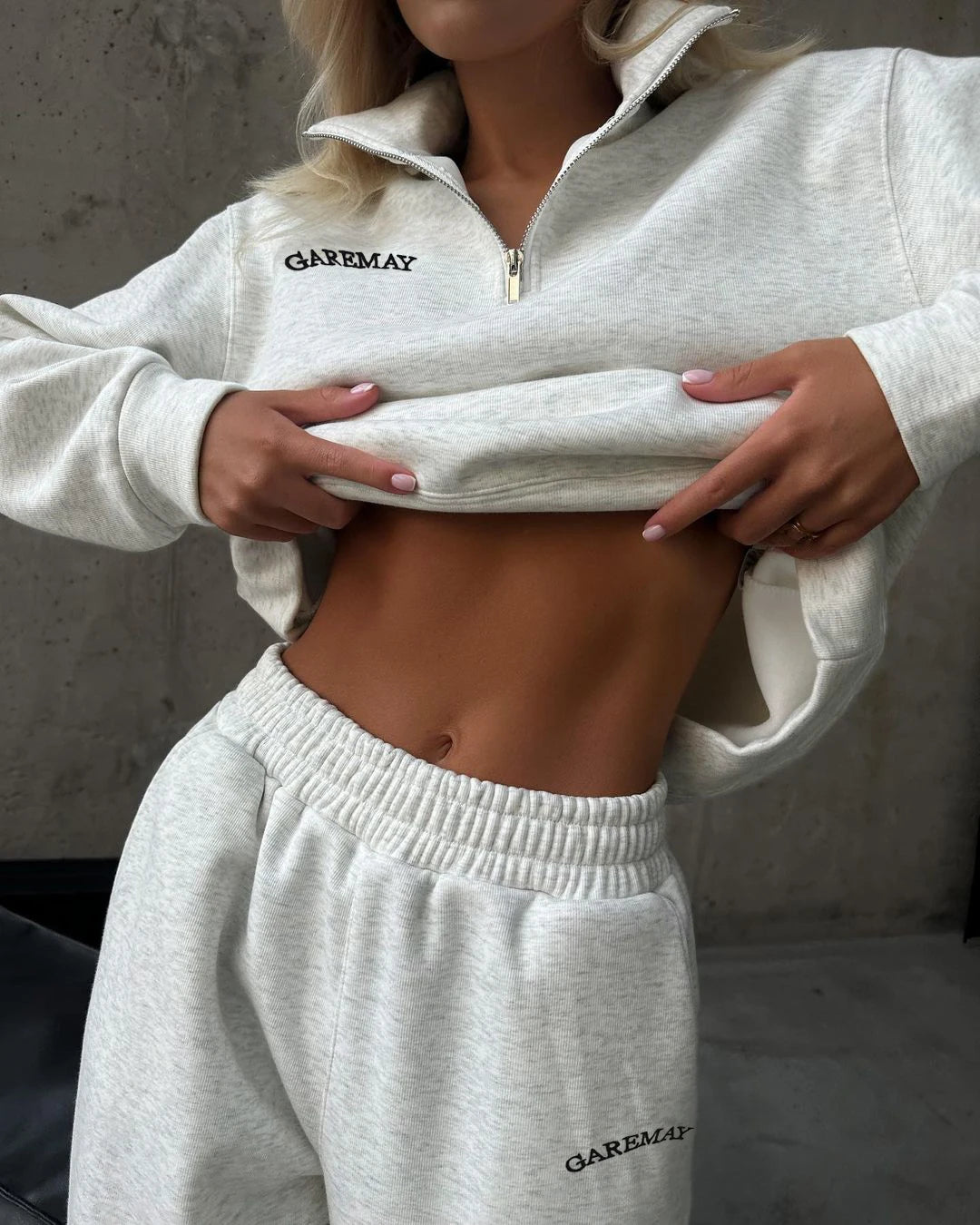🌸 Spring Women’s Tracksuit with Zipper – Oversized Cotton Two-Piece Set